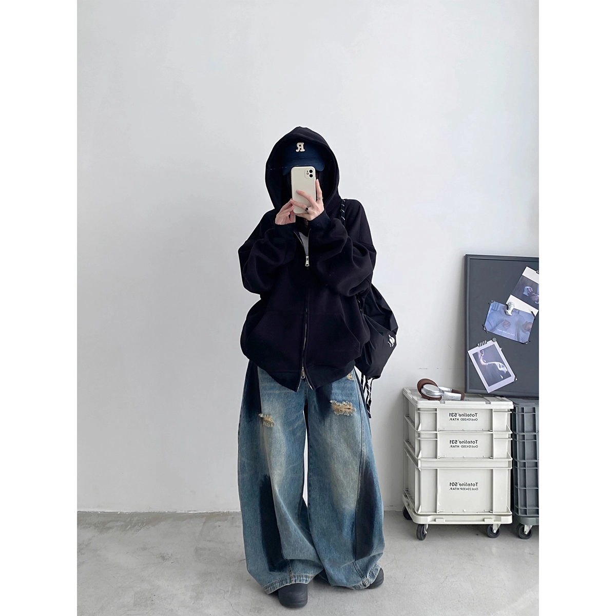 徐百货 美式宽松休闲薄款阔腿裤灯笼裤潮流裤百搭牛仔裤 男女同款