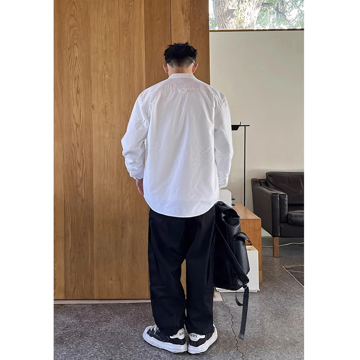 徐百货 美式潮牌简约休闲百搭圆领潮流宽松纯棉韩版时尚长袖上衣衬衫 男女同款
