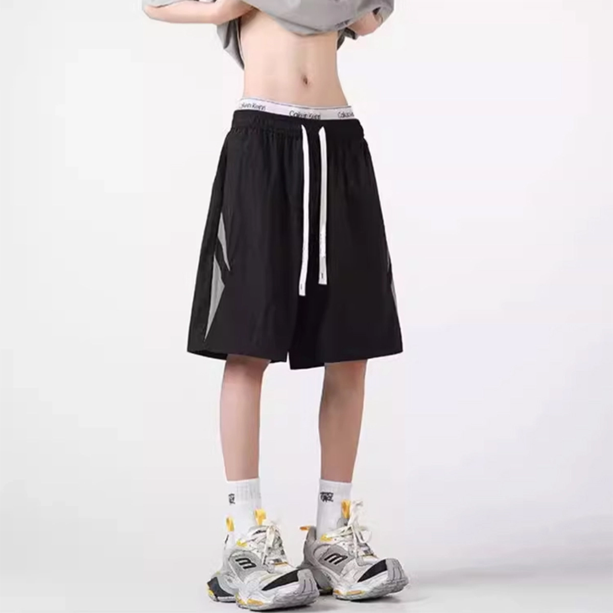 徐百货 美式潮牌速干夏季宽松冰丝透气薄款运动跑步五分中裤休闲短裤 男女同款