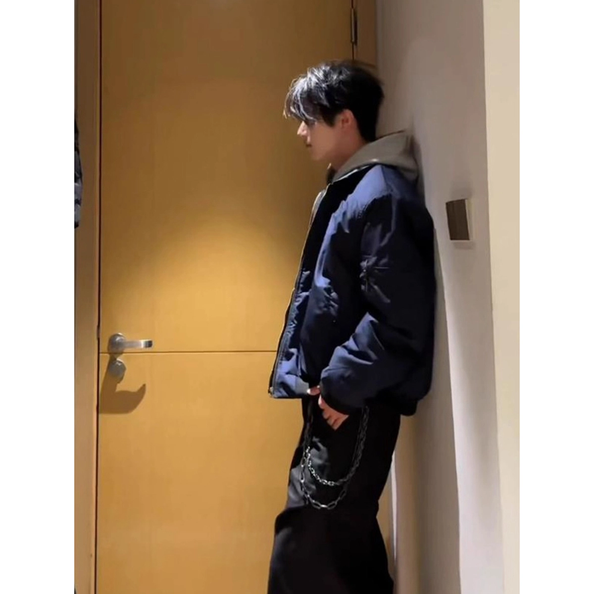 北欧攻略 美式复古潮流百搭翻领短款飞行员夹克 男女同款
