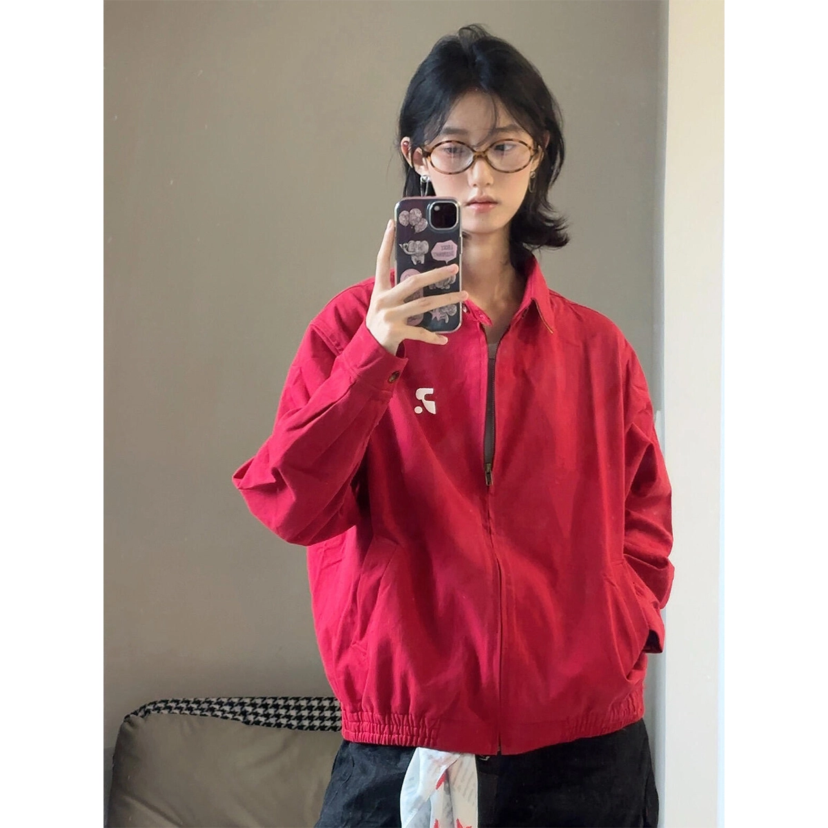 徐百货 美式复古春秋季哈灵顿短款百搭工装休闲情侣夹克外套 男女同款