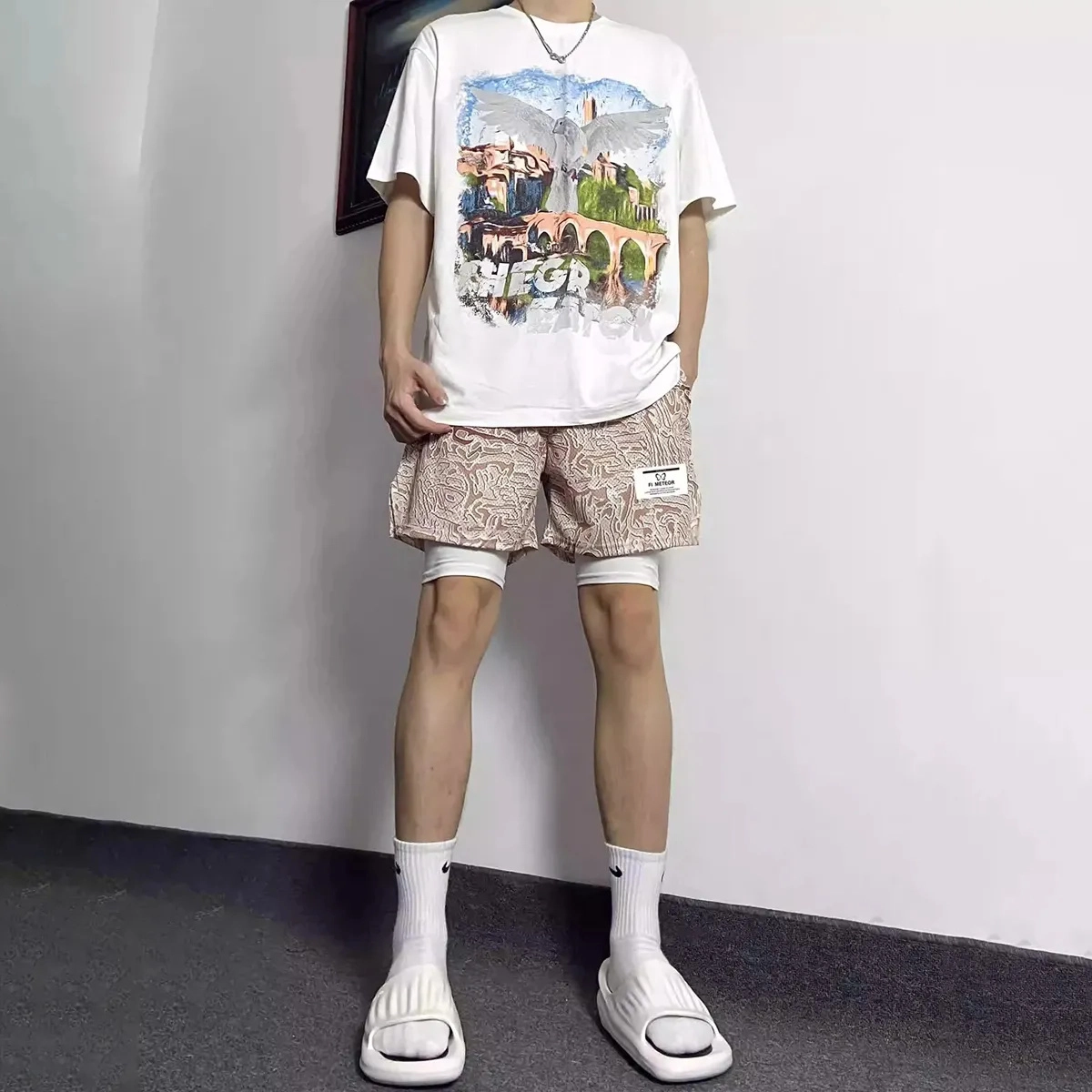 美式高街复古风透气速干户外运动休闲短裤篮球裤 男女同款