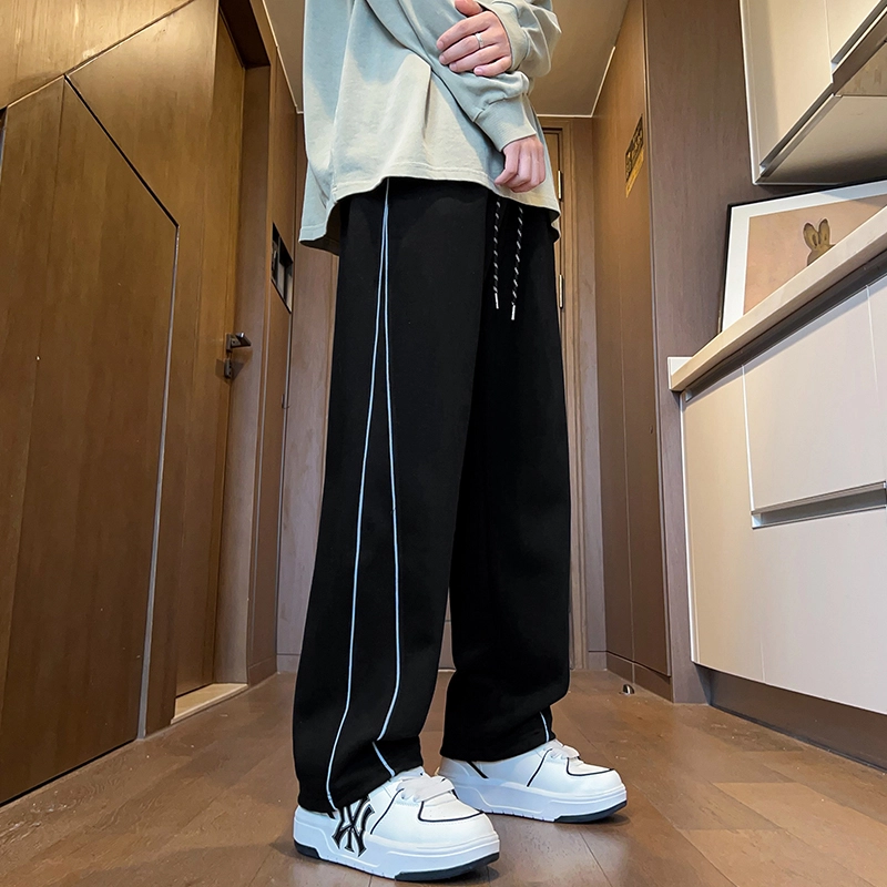 微牛 韩版男士潮流时尚百搭运动裤宽松直筒休闲裤 男款