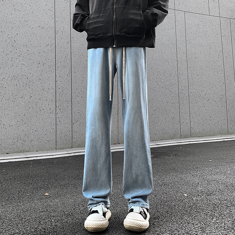 微牛 学院风韩版时尚百搭裤子美式高街宽松休闲长裤牛仔裤 男款