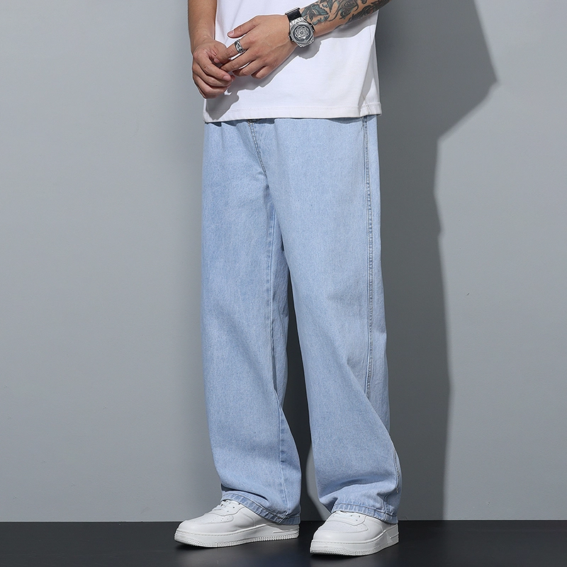 微牛 直筒阔腿裤男痞帅高级感美式复古裤子水洗牛仔裤 男款