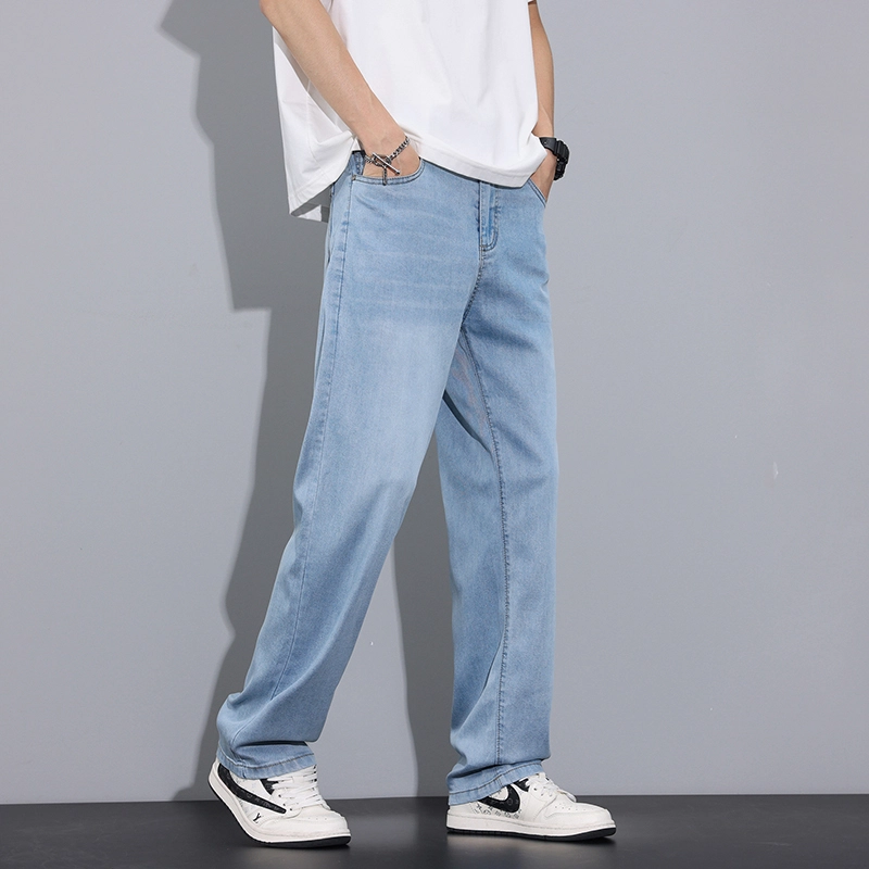 微牛 夏季薄款宽松阔腿休闲韩版长裤牛仔裤 男款
