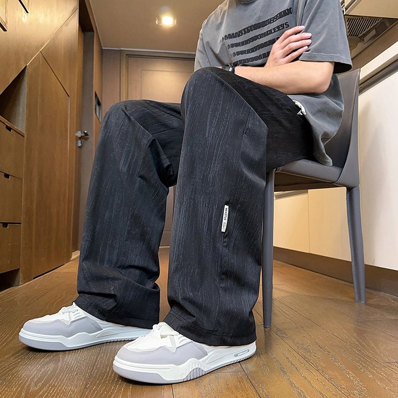 微牛 简约百搭潮牌裤高级男士夏季薄款宽松直筒阔腿工装长裤休闲裤 男款