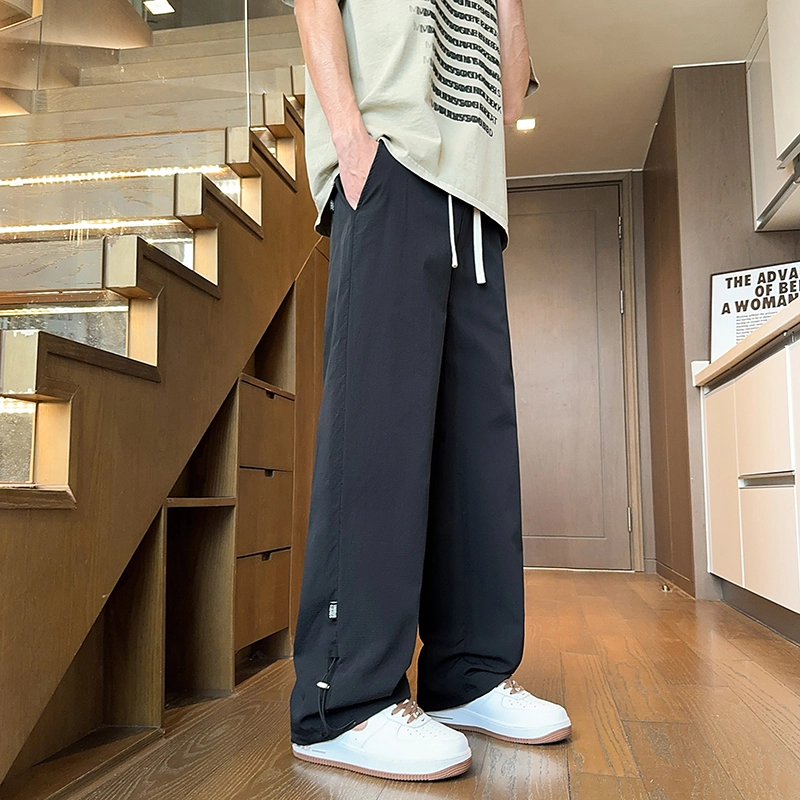微牛 简约百搭潮牌裤高级男士夏季薄款宽松直筒阔腿工装长裤休闲裤 男款