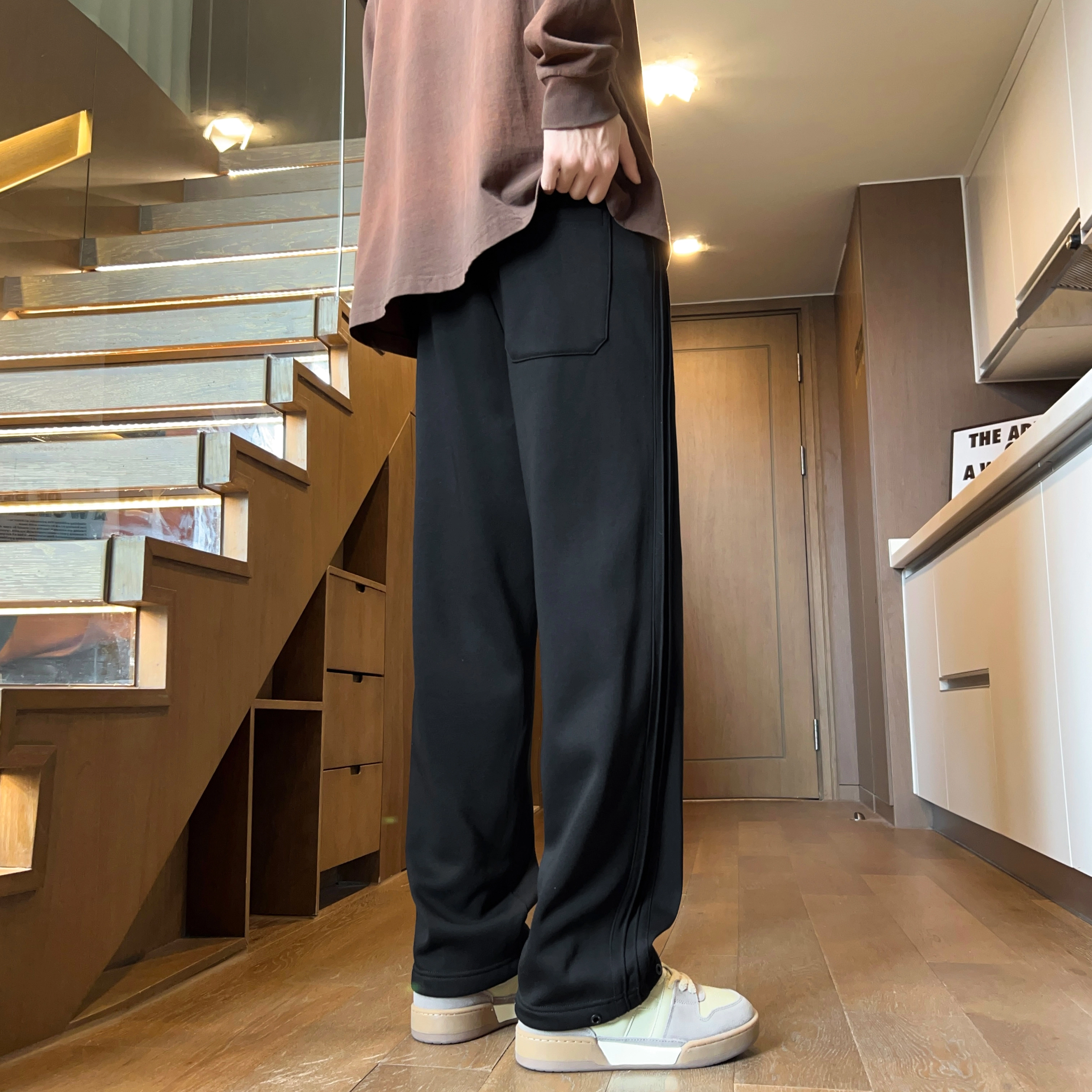 微牛 美式高街潮流垂感直筒长裤时尚百搭拖地裤子男平脚阔腿裤休闲裤 男款