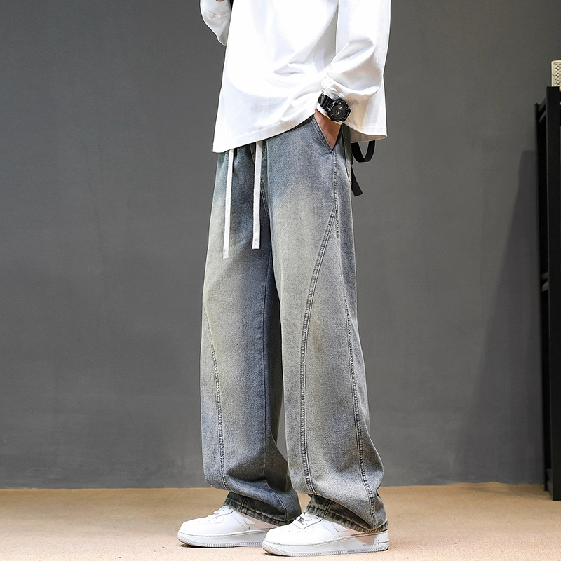 微牛 宽松潮流休闲长裤高街直筒美式裤子牛仔裤 男款