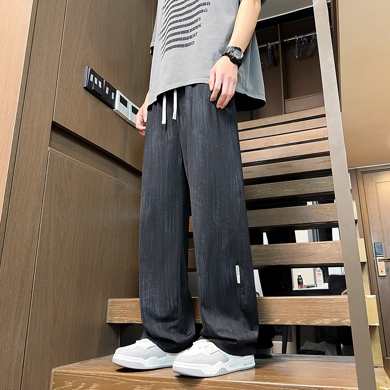 微牛 简约百搭潮牌裤高级男士夏季薄款宽松直筒阔腿工装长裤休闲裤 男款