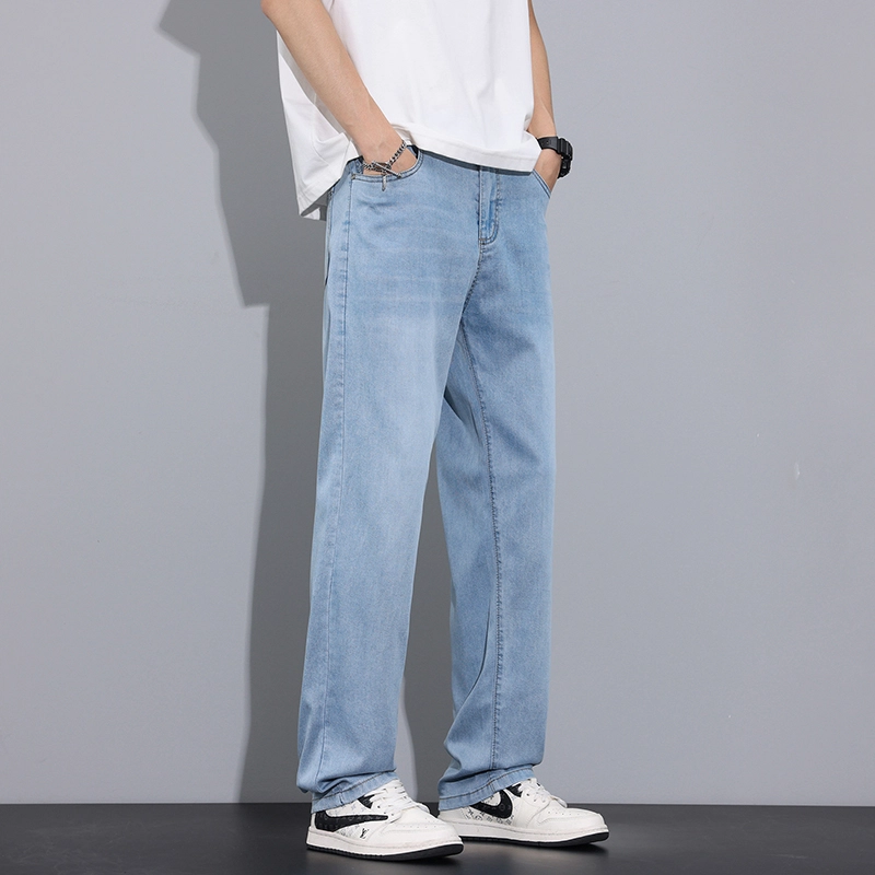 微牛 夏季薄款宽松阔腿休闲韩版长裤牛仔裤 男款