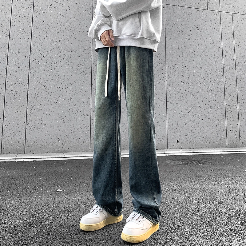 微牛 学院风韩版时尚百搭裤子美式高街宽松休闲长裤牛仔裤 男款