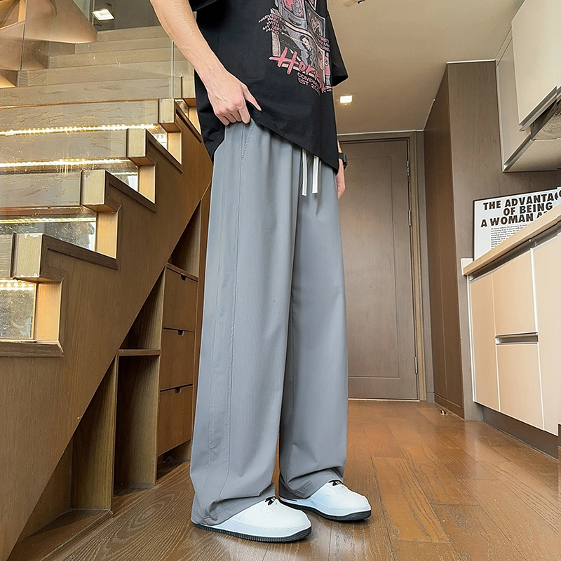 微牛 简约百搭潮牌裤高级男士夏季薄款宽松直筒阔腿工装长裤休闲裤 男款