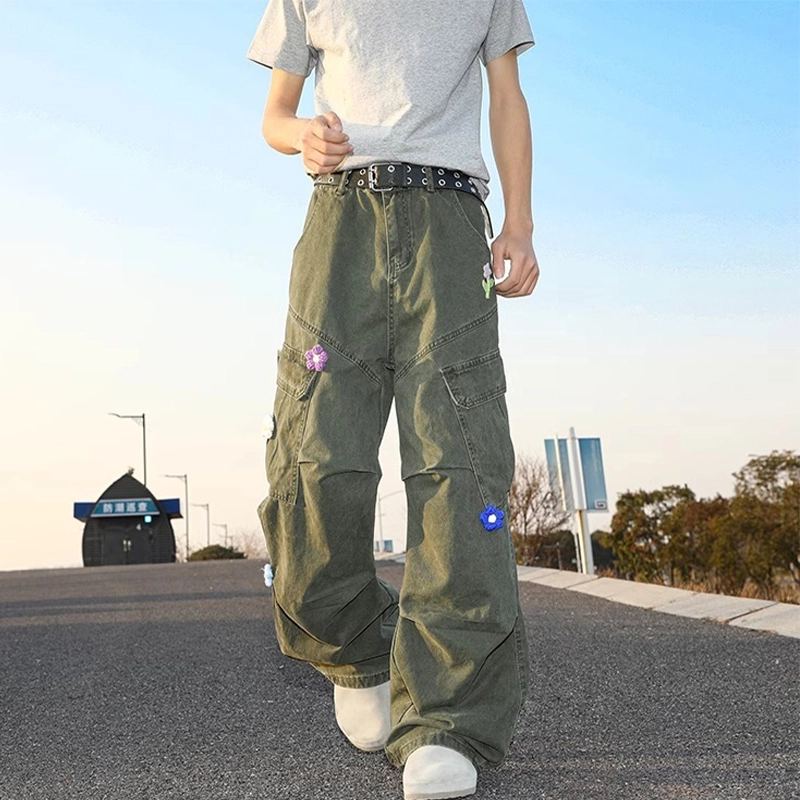 悍戈 美式复古潮流多元素设计舒适百搭休闲长裤工装裤 男女同款