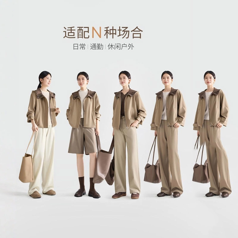 佐塞斯 优雅简约休闲气质巨好看的外套女秋季时尚百搭短款工装上衣风衣 女款