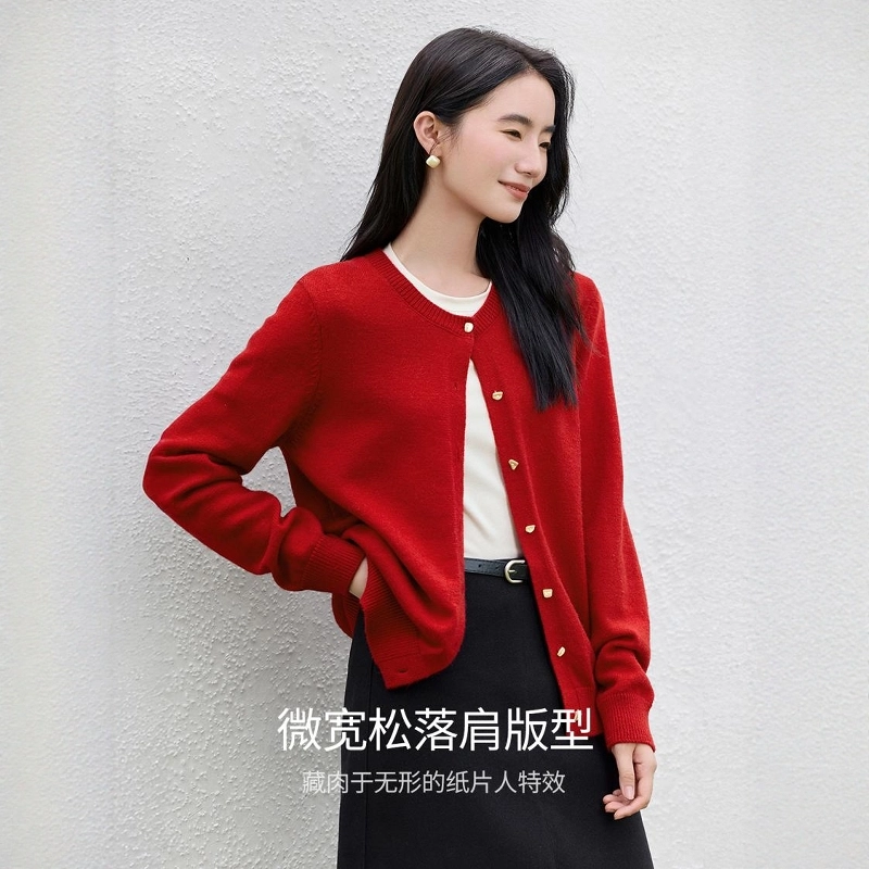 佐塞斯 高端品质轻奢开衫女冬季叠穿上衣短外套针织衫 女款
