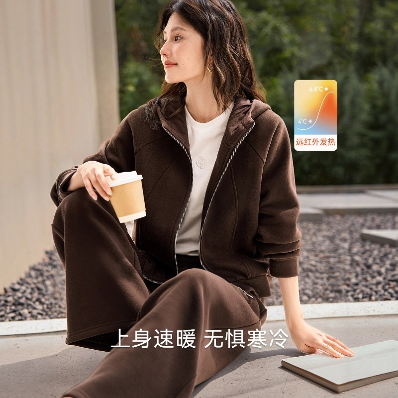 佐塞斯 高端品质轻奢美拉德卡皮巴拉绒外套套装秋冬季保暖初冬穿搭一整套卫衣 女款