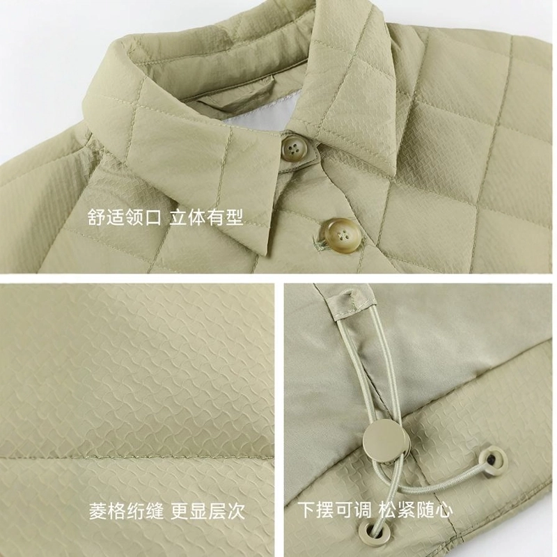 佐塞斯 高端品质轻奢优雅衬衫式菱格棉衣秋冬季轻薄保暖显瘦不臃肿外套棉服 女款