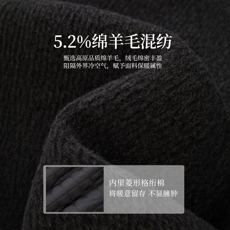 佐塞斯 高端品质轻奢星空灰夹棉毛呢秋冬羊毛翻领大衣小个子短款上衣截短外套 女款