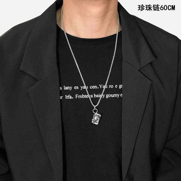 西瓜藤 小相机项链 嘻哈 复古个性 钛钢  照相机吊坠 成品模型