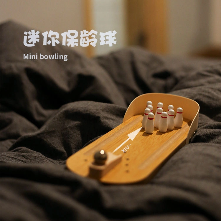万格 木制保龄球亲子互动滚珠游戏双人对战益智玩具 其他桌游