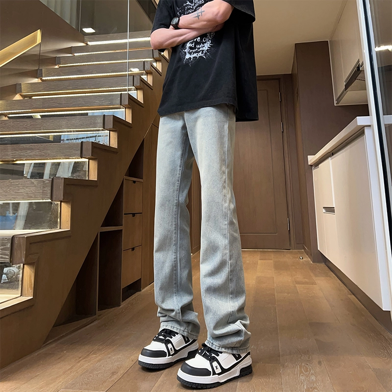 美式复古直筒休闲长裤小众潮牌设计感牛仔裤 男女同款