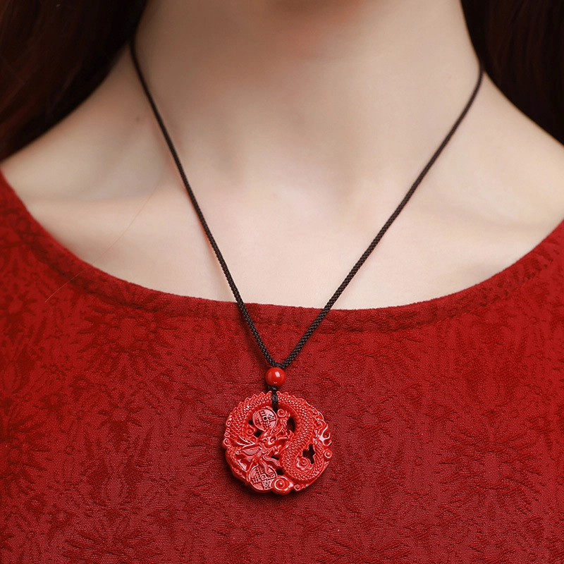 茂琼 简约 时尚 龙牌吊坠小众百搭高级感饰品#好运 朱砂 项链 男女同款情侣款