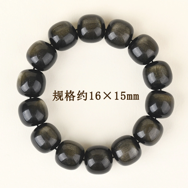 茂琼 简约 时尚 老型珠效应新中式桶珠佛珠饰品高级感小众百搭#好运 黑曜石 手串 男女同款情侣款
