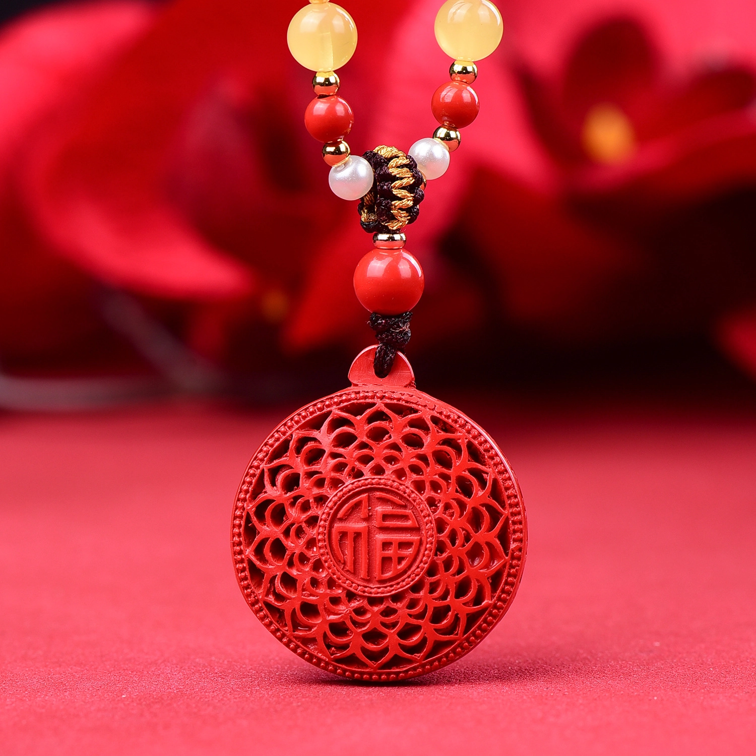 茂琼 纳福 精品八宝莲花高档高含量设计小众高级感#好运 朱砂 项链 男女同款情侣款