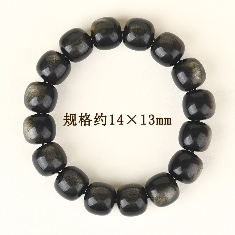 茂琼 简约 时尚 老型珠效应新中式桶珠佛珠饰品高级感小众百搭#好运 黑曜石 手串 男女同款情侣款
