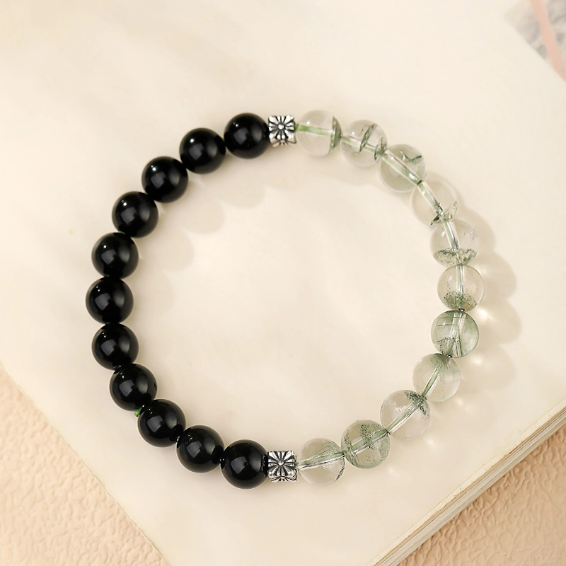 茂琼 简约 时尚 双拼珠设计高级感百搭小众饰品#好运 黑曜石 手串 男女同款情侣款