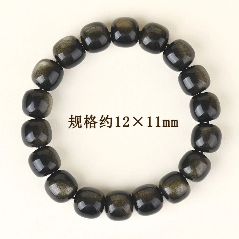 茂琼 简约 时尚 老型珠效应新中式桶珠佛珠饰品高级感小众百搭#好运 黑曜石 手串 男女同款情侣款