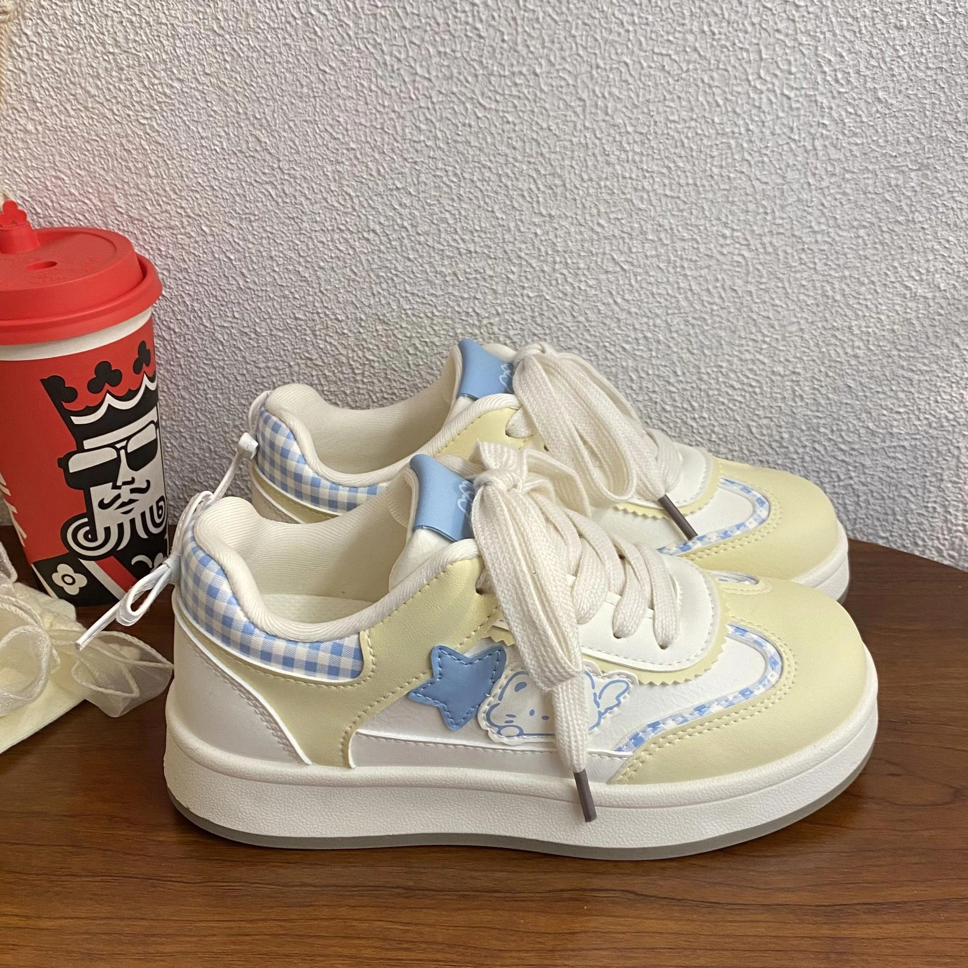 韩系可爱百搭厚底时尚面包 低帮 板鞋 女