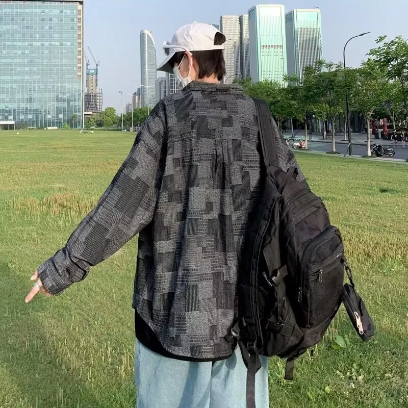 木木兔 美式高街男生穿搭长袖春秋季外穿潮流百搭男士秋冬衣服国潮宽松青少年衬衫上衣牛仔外套夹克 男女同款