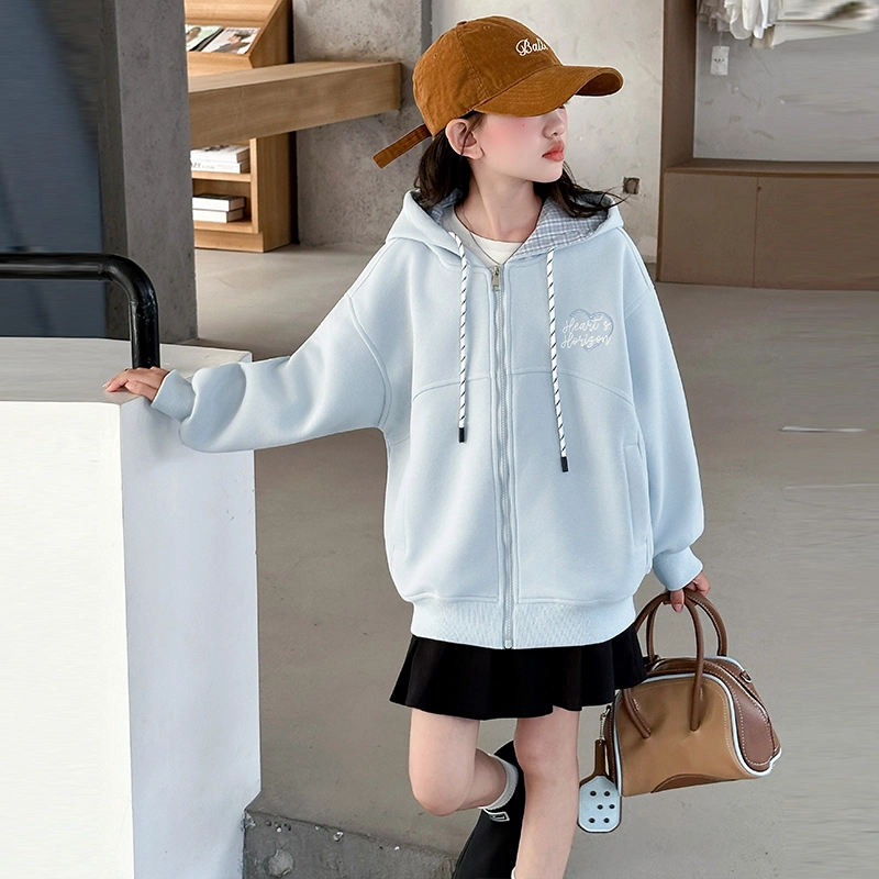 木木兔儿童上装 潮牌时髦洋气甜美中大童冬季童装外套女孩衣服上衣长袖小学生女生连帽卫衣夹克