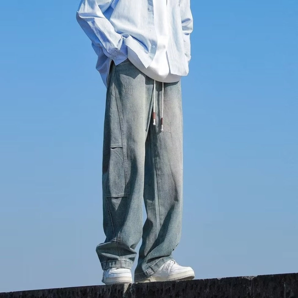 木木兔 气质男士夏季长裤美式男生百搭裤子简约潮流牛仔裤夏天 男款