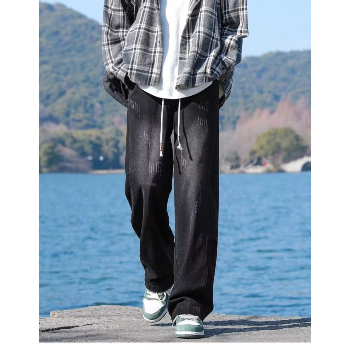 木木兔 气质男士夏季长裤美式男生百搭裤子简约潮流牛仔裤夏天 男款