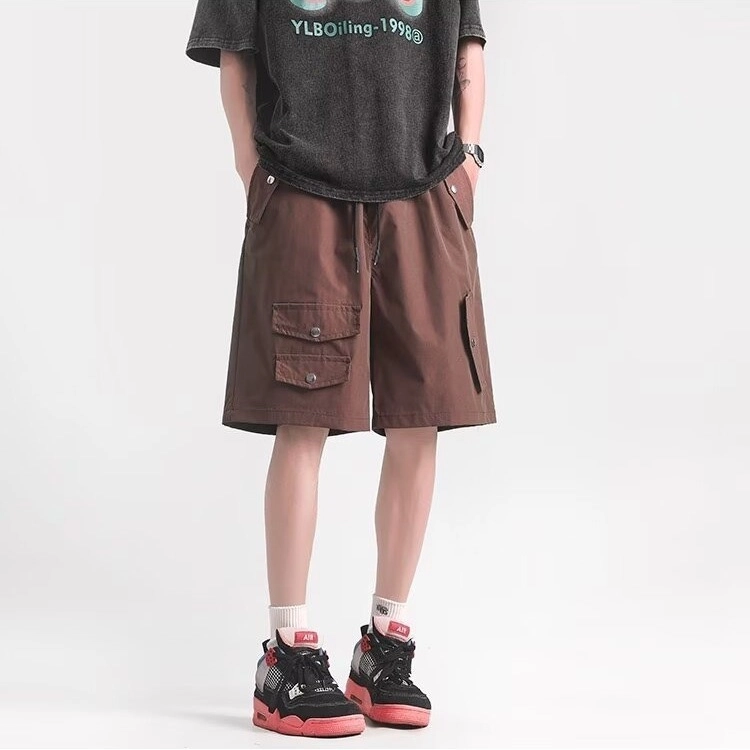 木木兔 男士夏季美式潮流百搭裤子简约设计感五分裤夏天男生复古工装休闲短裤 男女同款