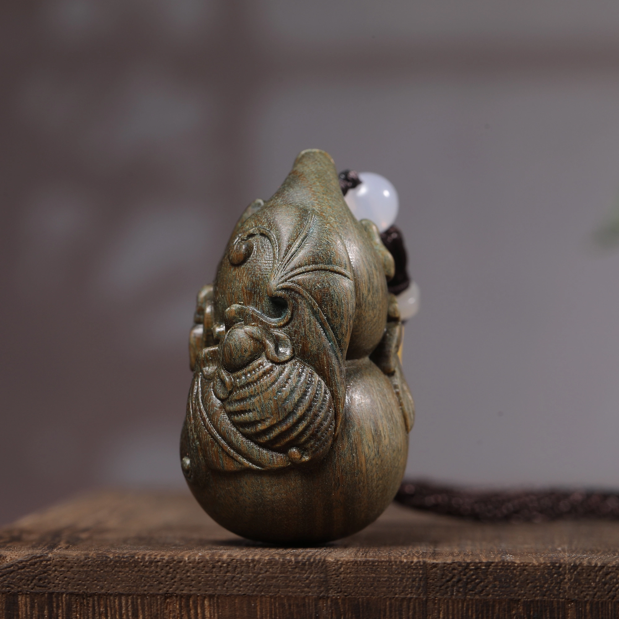 古韵归龙山文创 新中式蝙蝠葫芦复古轻奢国潮高级感文玩八方来财诸事顺遂收藏盘玩#好运 绿檀 把件  男女同款情侣款