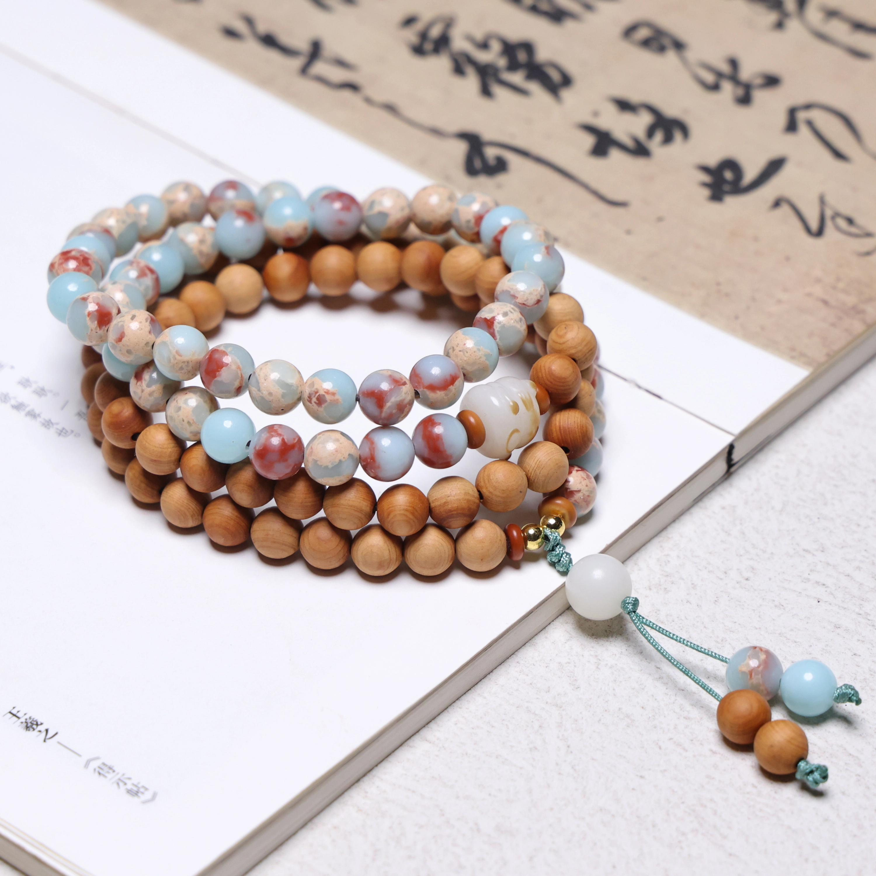 古韵归龙山文创 高品质国潮圆珠小众掌心禅意盘完新宠复古新中式收藏级念珠文玩盘玩心想事成#好运 檀木 手串 男女同款情侣款