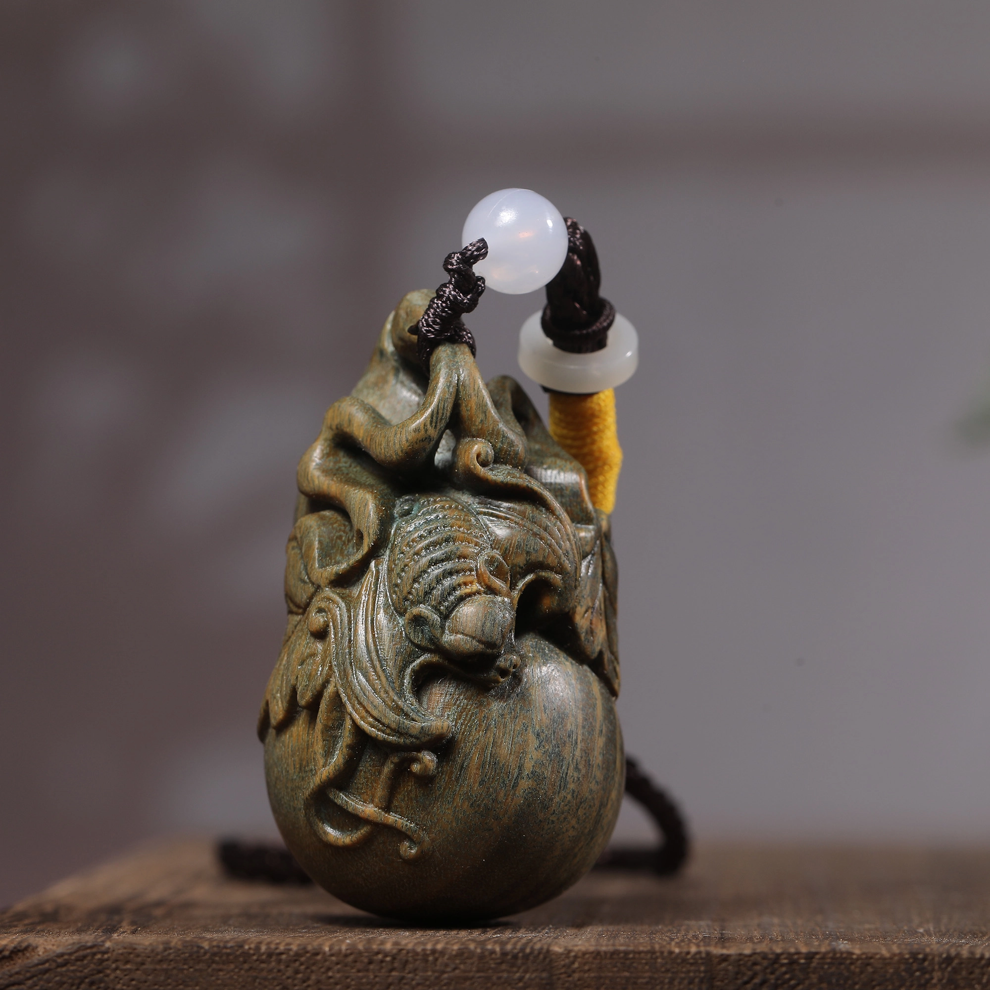 古韵归龙山文创 新中式蝙蝠葫芦复古轻奢国潮高级感文玩八方来财诸事顺遂收藏盘玩#好运 绿檀 把件  男女同款情侣款