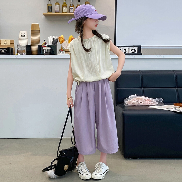 比比我儿童套装  休闲运动 女童夏季服装 小孩衣服 小女孩七分裤 大童潮牌