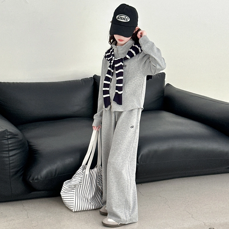 比比我休闲运动套装  女童春秋季条纹披肩大童潮牌小孩衣服 小女孩长袖洋气时髦 舒适帅气轻便