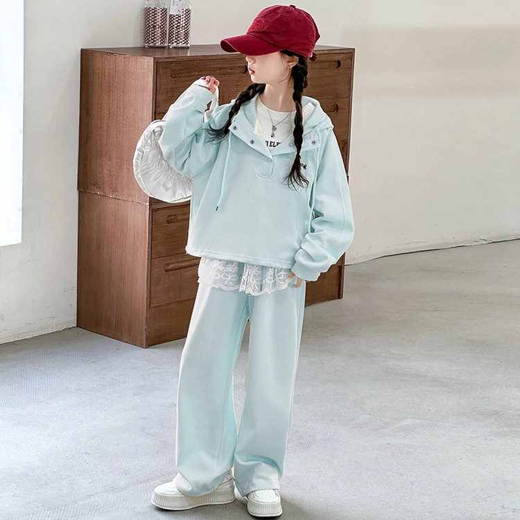比比我休闲运动套装  女童春秋季时尚卡通大童潮牌小孩衣服 小女孩短袖洋气时髦 舒适帅气轻便