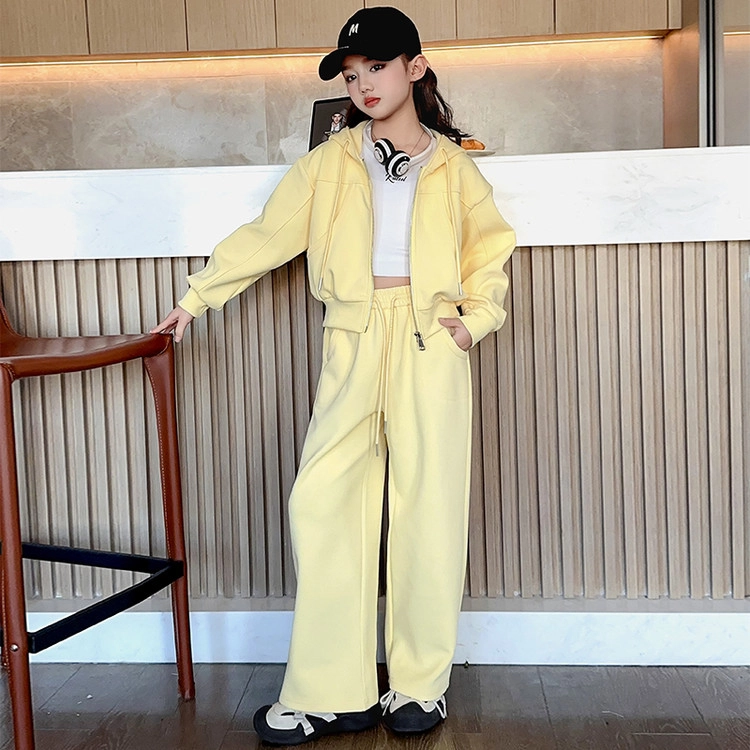 比比我休闲运动套装  女童春秋季卫衣卫裤针织大童潮牌小孩衣服 小女孩长袖洋气时髦 舒适帅气轻便