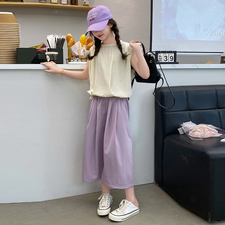比比我儿童套装  休闲运动 女童夏季服装 小孩衣服 小女孩七分裤 大童潮牌