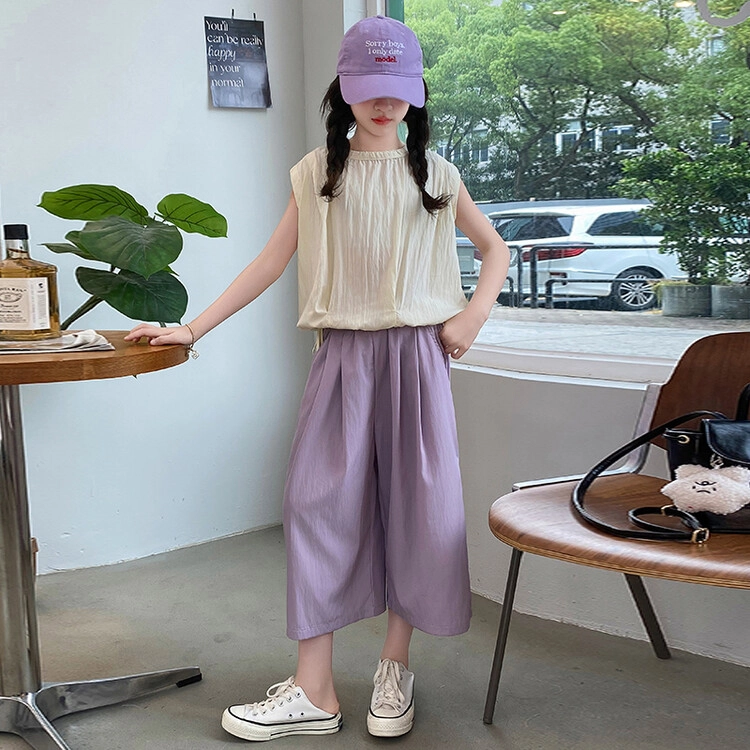 比比我儿童套装  休闲运动 女童夏季服装 小孩衣服 小女孩七分裤 大童潮牌
