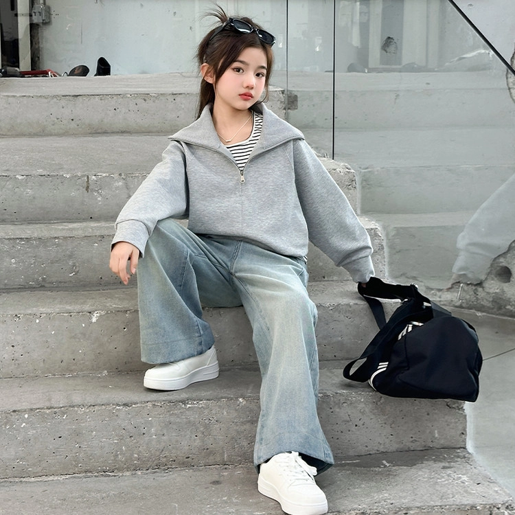 比比我休闲运动套装  女童春秋季 宽松时尚百搭大童潮牌小孩衣服 小女孩短袖洋气时髦 舒适帅气轻便