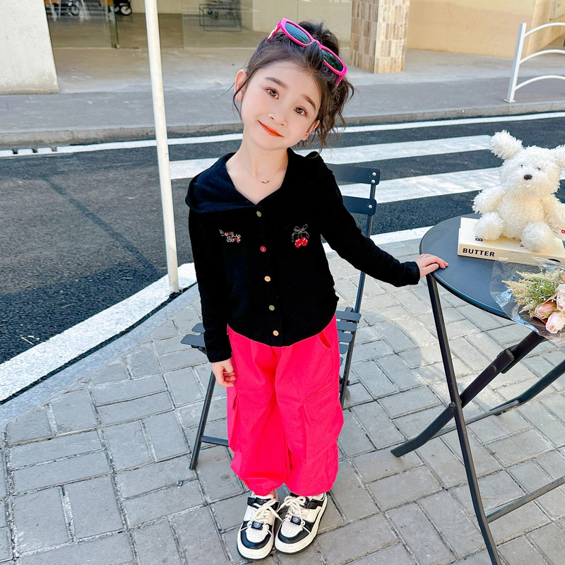 比比我休闲运动套装  女童春秋季连帽工装裤大童潮牌小孩衣服 小女孩短袖洋气时髦 舒适帅气轻便
